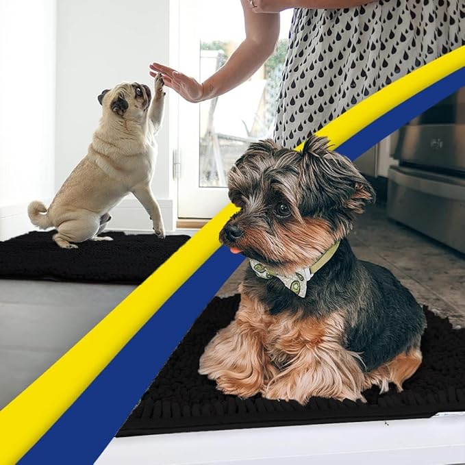 Muddy Mat® | Super Absorbent Door Mat Indoor, Microfiber Quick Dry Chenille Entryway Rug, Non-Slip Front Door Mat, Indoor Mats for Entryway, Machine Washable Pet Rug,-Black Runner 24"X60"
