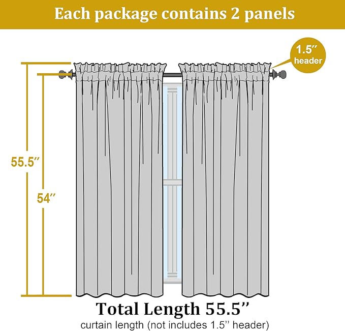 OWENIE Lime Sheer Curtains for Bedroom Living Room 54 Inch Length 2 Panels Set, Soft Solid Light Filtering Sheer Short Curtains for Small Window, 2 Pcs Total 84 Width 54 Long, Lime