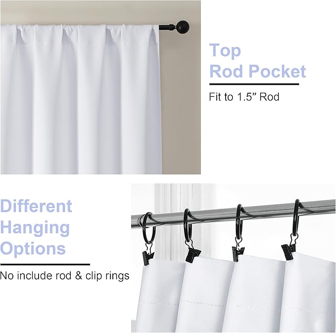 Simplebrand Ava Pure White Curtains 30 Inches Long 2 Panels, Light Filtering Half Window Rod Pocket Privacy Short Curtains, Thermal Insulated Curtain Tiers for Kitchen Bathroom Shades, W30 x L30 Inch
