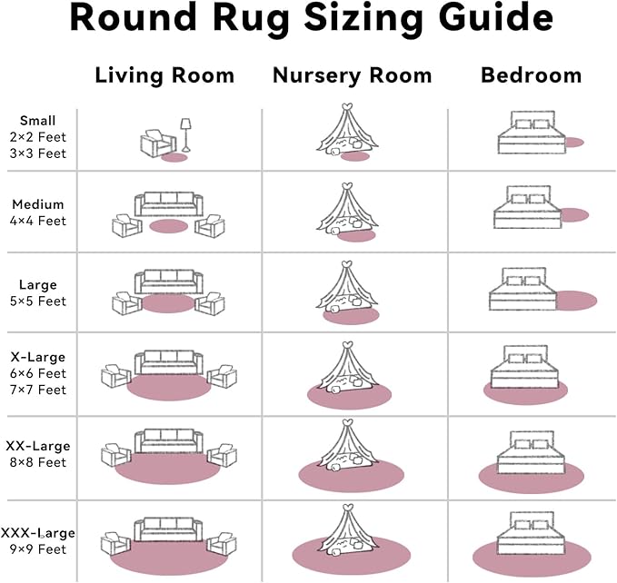 OLANLY Blush Round Rugs for Bedroom - Machine Washable, 2 ft Circle Area Rugs for Living Room, Soft and Fluffy Shaggy Carpet for Teen Girls and Boys, Nursery Rooms, Dorms, Home Decor Aesthetic