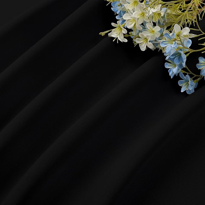 CUCRAF Black Blackout Curtains 63 inch Length 2 Panels Set, Rod Pocket Room Darkening Drapes for Bedroom Living Room, Insulated Thermal Light Blocking Window Curtain (W52 x L63 Inch)