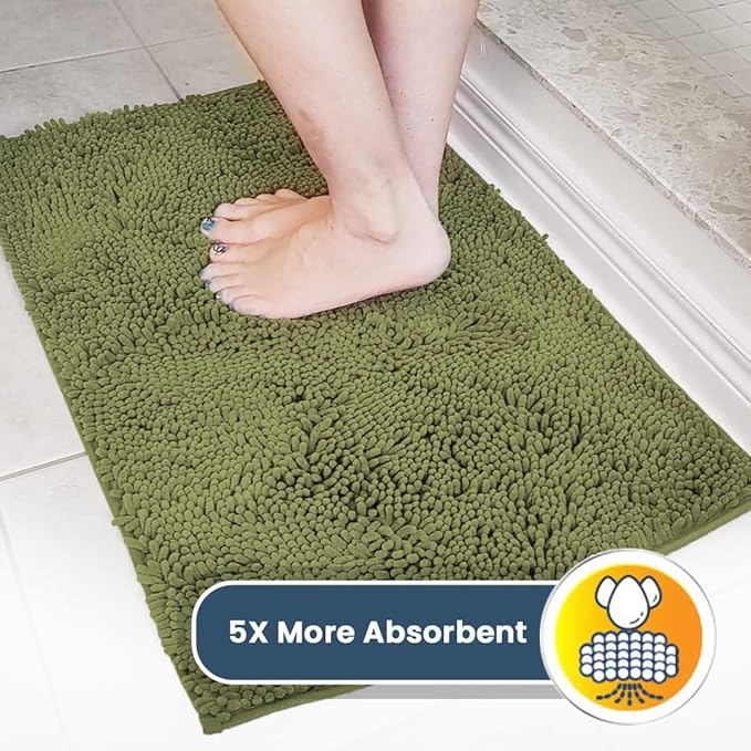 Muddy Mat® | Super Absorbent Door Mat Indoor, Microfiber Quick Dry Chenille Entryway Rug, Non-Slip Front Door Mat, Indoor Mats for Entryway, Machine Washable Pet Rug, Army Green 48"x72"