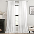 Extra Long White Curtain 144 inches Long 2 Panels Set Back Tab Light Filtering Cotton Textured Curtain Modern Farmhouse Coastal Decor Off White Linen Drapes 144 inch Length for Large Window 12 FT Tall