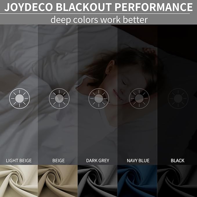 Joydeco Blackout Curtains 108 Inches Long 2 Panels Set, Thermal Insulated Long Curtains& Drapes 2 Burg, Room Darkening Drapes for Bedroom Living Room Window (Greyish White, W37 x L108 Inch)