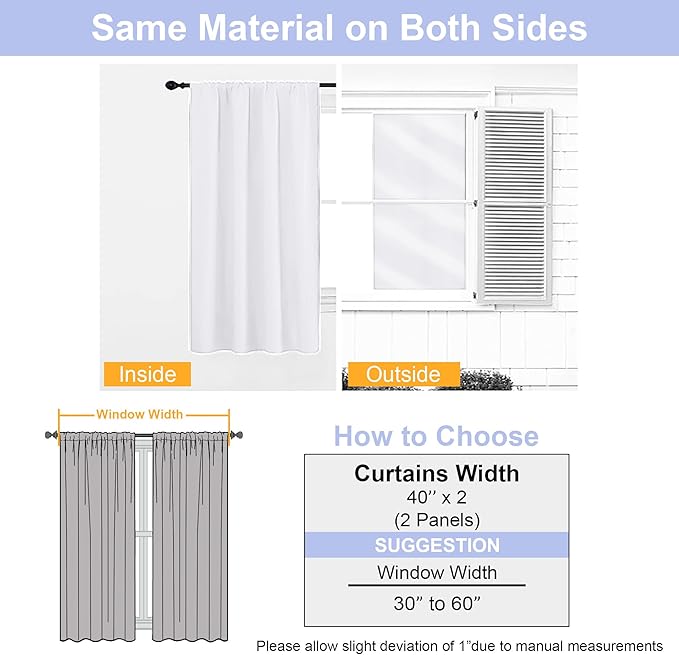 Simplebrand Ava Pure White Curtains for Bedroom 90 Inches Long 2 Panels Set, Room Darkening Window Treatment, Light Filtering Curtain Drapes, Soft Casual Rod Pocket Privacy Curtains, W40 x L90 Inch