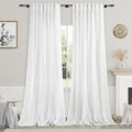 Extra Long White Curtain 108 inches Long 2 Panels Set for Living Room Back Tab Modern Farmhouse Decor Cotton Textured Off White Sheer Linen Curtains 108 inch Length for Large Window 9 FT Tall