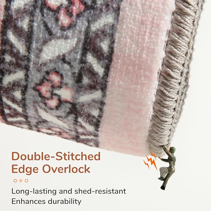 OPPODREAM Soft 8x10 Area Rugs, Washable Rugs 8x10 with Non Slip Backing, Faux Cashmere Low-Pile 8 x 10 Carpet, Pink & Cream