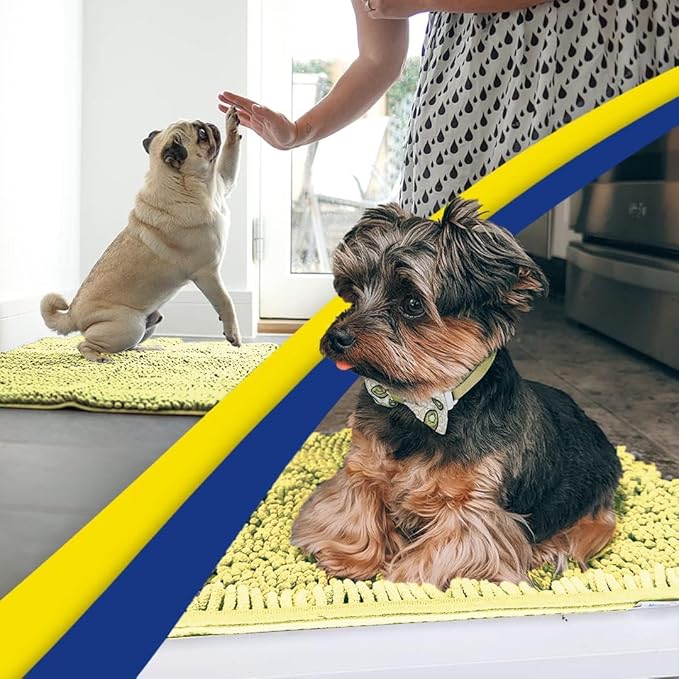 Muddy Mat® | Super Absorbent Door Mat Indoor, Microfiber Quick Dry Chenille Entryway Rug, Non-Slip Front Door Mat, Indoor Mats for Entryway, Machine Washable Pet Rug, Yellow 48" x 72"