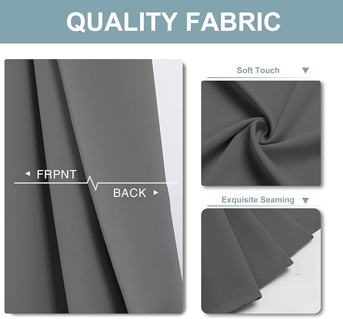 ChrisDowa Blackout Curtains 84 inches Long for Bedroom - 2 Panels Set Grommet Thermal Insulated Room Darkening Curtains for Living Room (Grey, 52 x 84 Inch)