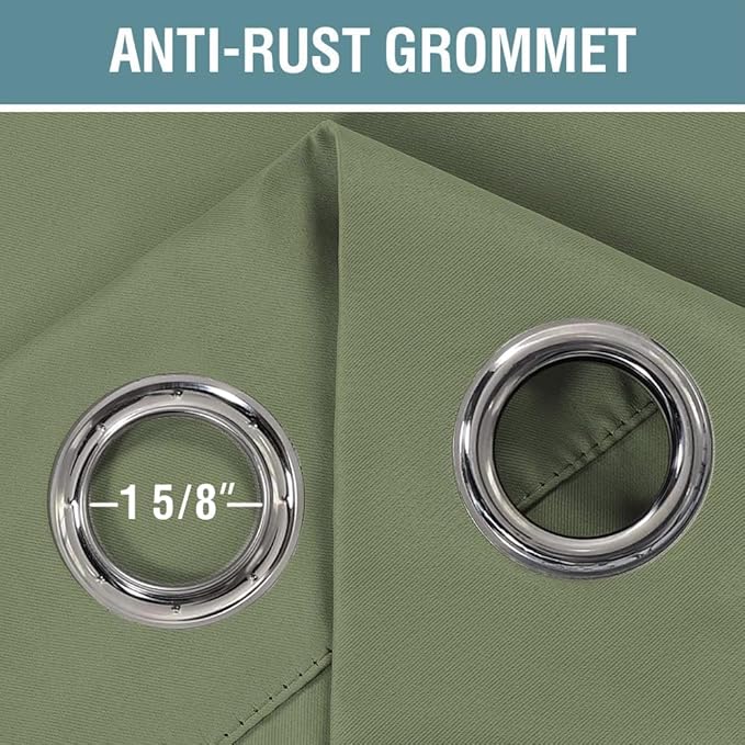 H.VERSAILTEX Blackout Curtains - Grommet Thermal Insulated Room Darkening Curtains for Bedroom and Living Room Energy Saving Solid Blackout Curtains, 1 Panel (52 x 54 Inch, Sage)