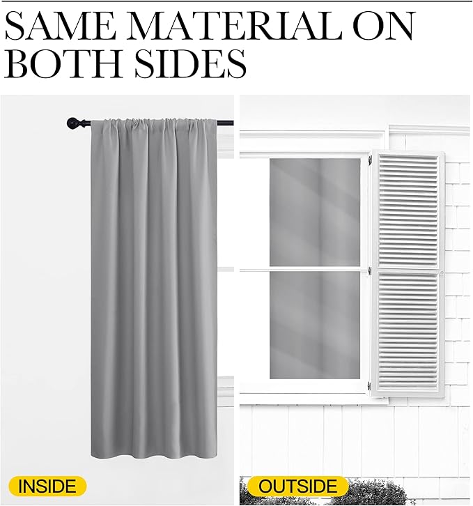 NICETOWN RV Blackout Curtains for Camper Windows, Short Room Darkening Curtains for Kitchen, Home Decoration Thermal Insulated Rod Pocket Drapes for Small Windows (Silver Grey, 2 Panels, W42 x L36)