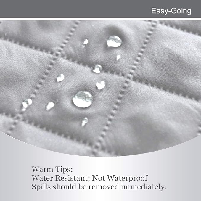 Easy-Going Reversible Couch Cover for 3 Cushion Couch Sofa Cover for Dogs Water Resistant Furniture Protector Cover with Foam Sticks Elastic Straps for Pet Cat (Sofa, Light Gray/Light Gray)