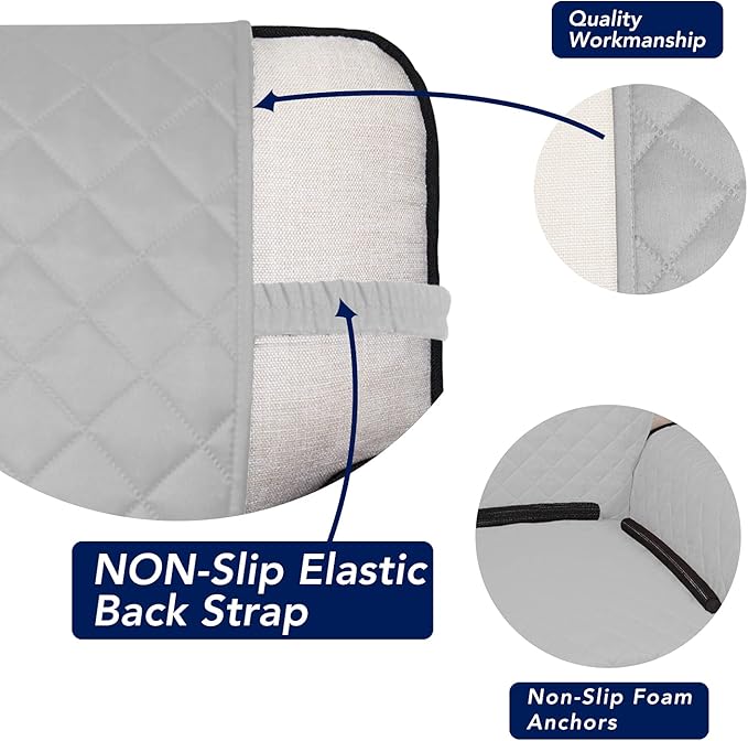 PureFit Reversible Quilted Sofa Cover, Water Resistant Slipcover Furniture Protector, Washable Couch Cover with Non Slip and Elastic Straps for Kids, Pets (Loveseat, Light Gray/Ivory)