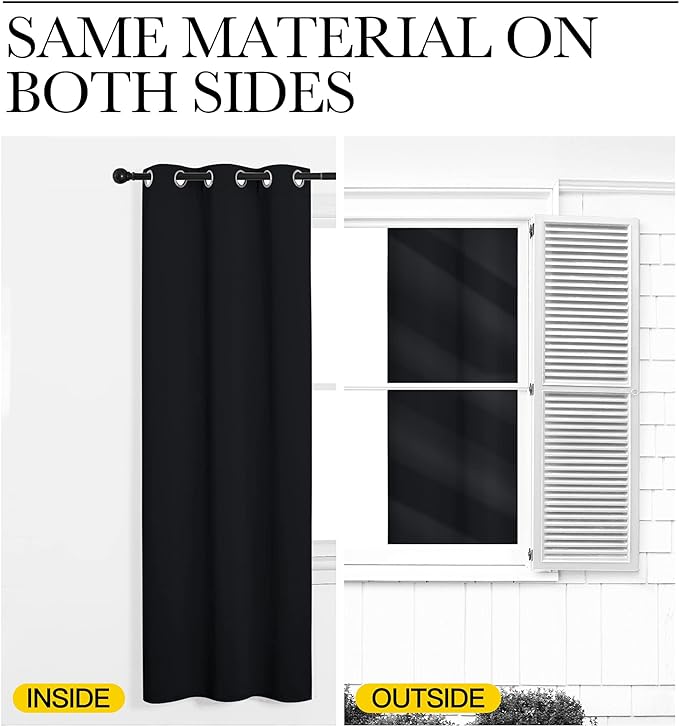 NICETOWN Black Out Curtain Panels - Home Decoration Thermal Insulated Solid Grommet Blackout Curtains/Drapes for Hall/Dining Room (Set of 2, 42 inches by 95 Inch, Black)