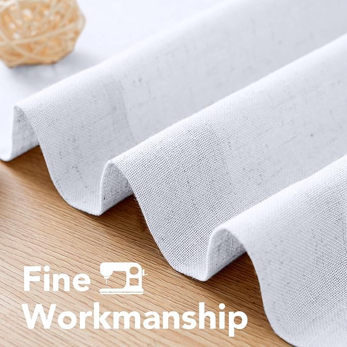 H.VERSAILTEX Living Room Linen Curtains Home Decorative Nickel Grommet Curtains Privacy Added Energy Saving Light Filtering Window Treatments Draperies, Bright White, 2 Panels, 52 x 63 - Inch