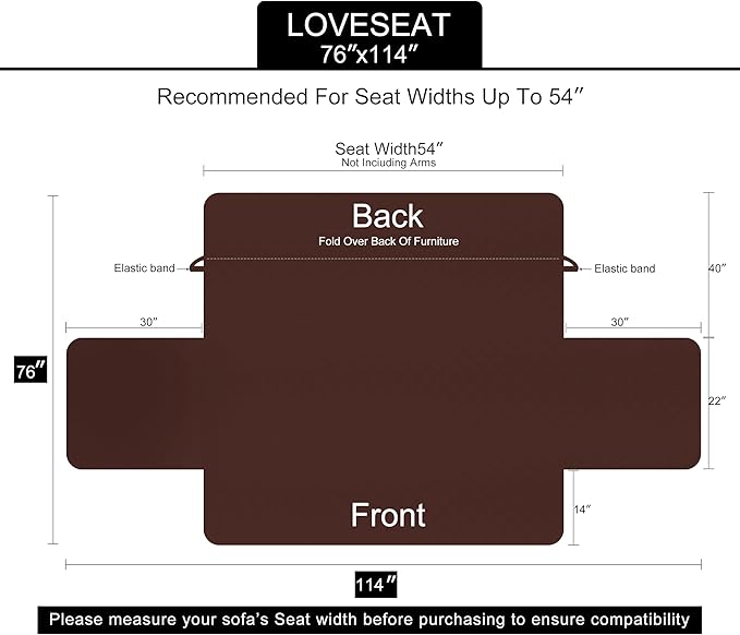 U-NICE HOME Loveseat Sofa Cover Reversible Couch Covers for Dogs Friendly with Elastic Straps Water Resistant Furniture Protector for Couch Cover for 2 Cushion (Loveseat, Coffee/Beige)
