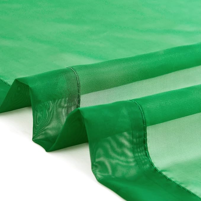 SpaceDresser Sheer Voile Window Treatment Rod Pocket Curtain Panels for Kitchen Bedroom Living Room Drapes Sunlight Filtering Privacy Semi Home Decor Assorted Colors Sizes (Green, 52 W x 90 L)