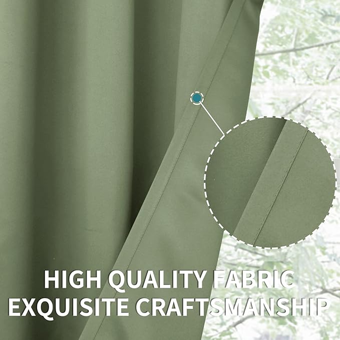 BGment Room Darkening Curtains 45 Inches Long - Grommet Thermal Insulated Drapes Window Treatment Curtains for Bedroom, 2 Panels, 38 x 45 Inch, Grass Green