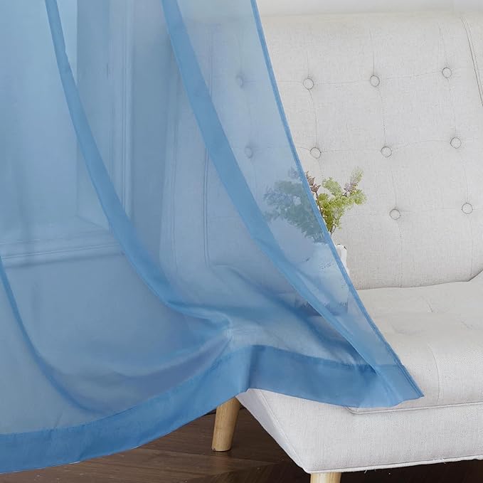 NICETOWN Voile Sheer Stone Blue Curtains 84 Inches Long, Grommet Airy & Lightweight Window Treatment Translucent Elegant Drapes for Living Room/Bedroom, W54 x L84, 2 Panels