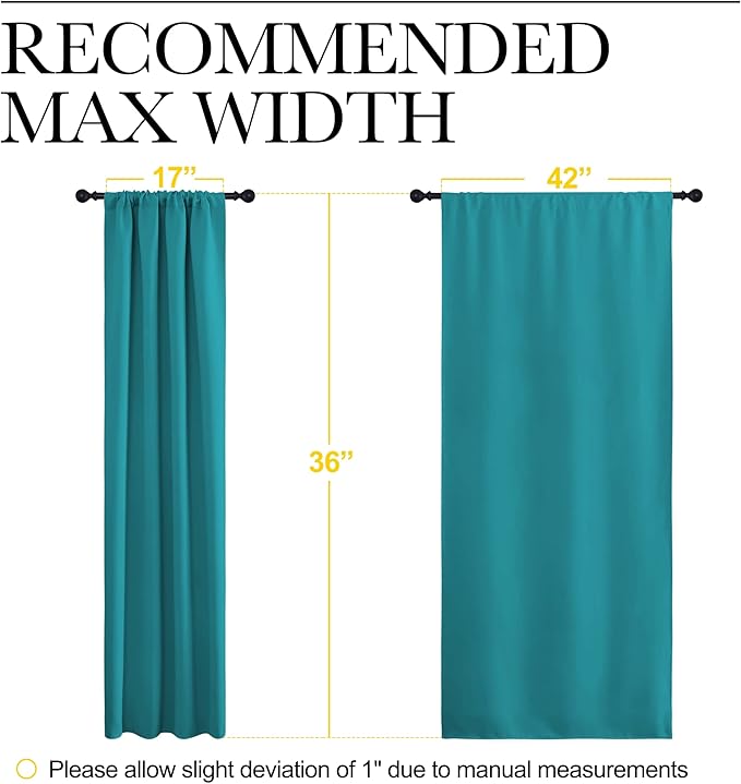 NICETOWN Peacock Blue Blackout Curtains Panels for Window, Thermal Insulated Rod Pocket Blackout Drapes/Draperies for Living Room (2 Panels, W42 x L36 inches)