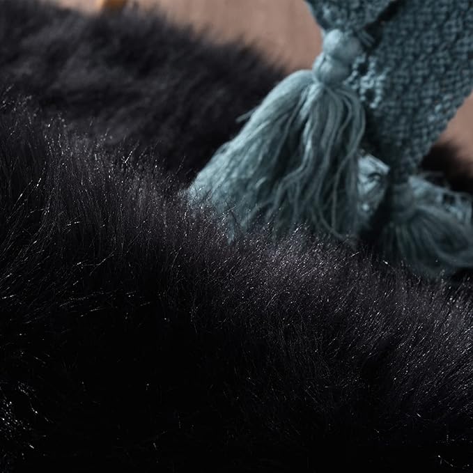 Latepis Black Faux Fur Rug 8x10, Faux Fur Sheepskin Rug for Living Room, Fluffy Washable Fuzzy Rugs Carpet for Bedroom, Luxury Room Decor, Rectangle