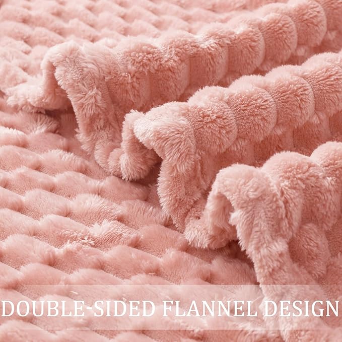 Exclusivo Mezcla Fleece Twin Blanket for Bed, Extra Large Fuzzy Dusty Pink Bed Blankets, Soft Cozy Plush Sofa Throws for All Seasons, 60x80 Inches