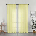 OWENIE Sheer Curtains 72 Inches Long 2 Panels Set, Modern Light Filtering Sheer Curtain Rod Pocket Clear Drapes for Window Sliding Door, Light Yellow, 2 Pcs Each 42 x 72 Inch