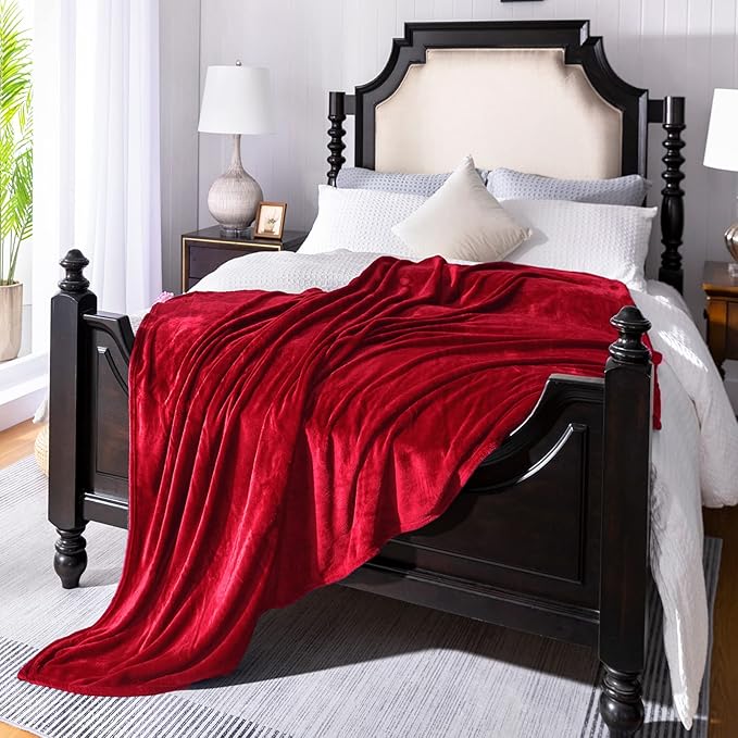 JIAHANNHA Red Throw Blanket Decorations Thin Fleece Blanket 50"x60",Super Soft Cozy Plush Throw Blanket for Couch Sofa Bed,Warm and Lightweight Bed Blankets for Adults