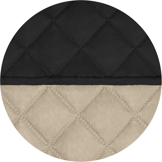 PureFit Reversible Quilted Sofa Cover, Water Resistant Slipcover Furniture Protector, Washable Couch Cover with Non Slip and Elastic Straps for Kids, Dogs, Pets (Oversized Sofa, Black/Beige)
