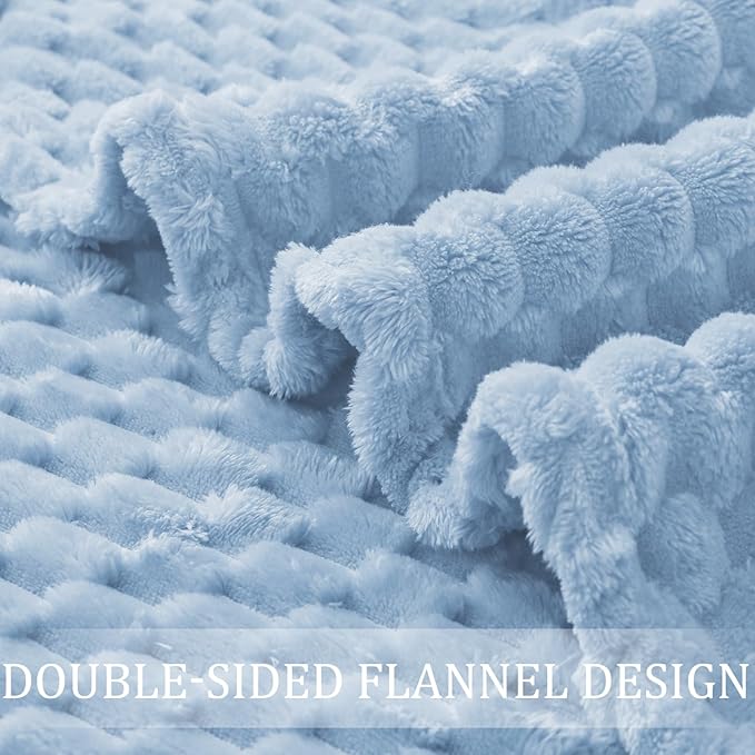 Exclusivo Mezcla Fleece Queen Blanket for Bed, Extra Large Fuzzy Stone Blue Bed Blankets, Soft Cozy Plush Sofa Throws for All Seasons, 90x90 Inches