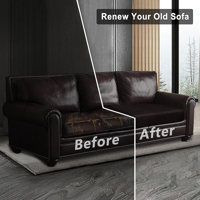 Leather Look Couch Cushion Covers Sofa Seat Slipcovers Sets Couches Furniture Protector for Sectional Armchair Loveseat Pets Kids Stretch Spandex Fabric (1 Cushion XL Sofa, Chocolate)