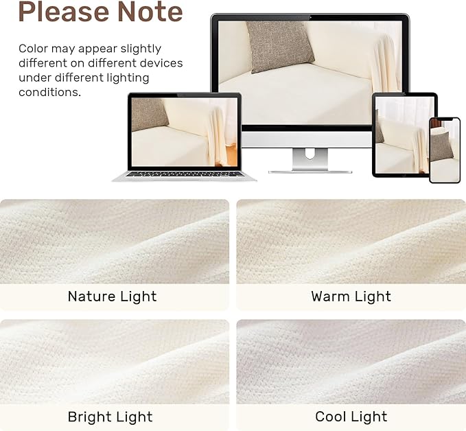 Sectional Couch Covers, 2 Pieces Washable L Shaped Couch Covers Sofa Blanket for Dogs Pet Friendly Sectional Sofa Slipcovers Furniture Covers,71"x118"+91"x134",(XXX-Large,Cream White)