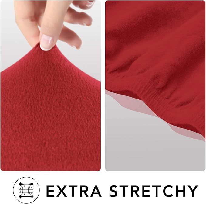 PureFit Super Stretch Sofa Slipcover – Spandex Non Slip Soft Couch Sofa Cover, Washable Furniture Protector with Non Skid Foam and Elastic Bottom for Kids, Pets （Oversized Sofa, Red）