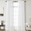 Nanspring White Linen Curtains Extra Long Back Tab Curtains 133 Inches Long for Living Room Semi Sheer Light Filtering Linen Drapes Ceiling to Floor for Large Window Farmhouse 2 Panels Set 52x133