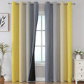 Estelar Textiler Yellow and Grey Blackout Curtains 102 Inch Length 2 Panels Set, Thermal Insulated Ombre Grommet Drapes for Bedroom, Full Room Darkening Gradient Curtains for Living Room, 52Wx102L