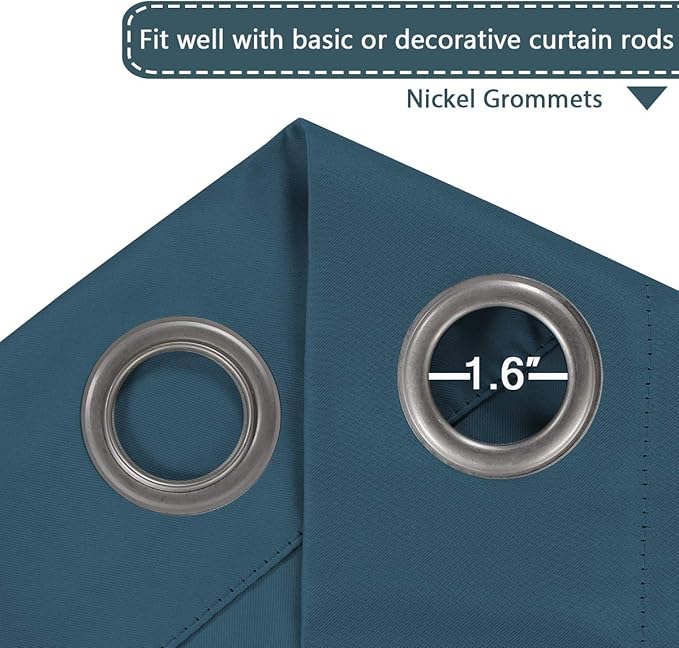 H.VERSAILTEX Blackout Patio Curtains 100 x 108 Inches for Sliding Door Extral Wide Blackout Curtain Panels Thermal Insulated Room Divider - Grommet Top, 9' Tall by 8.5' Wide - Dark Teal