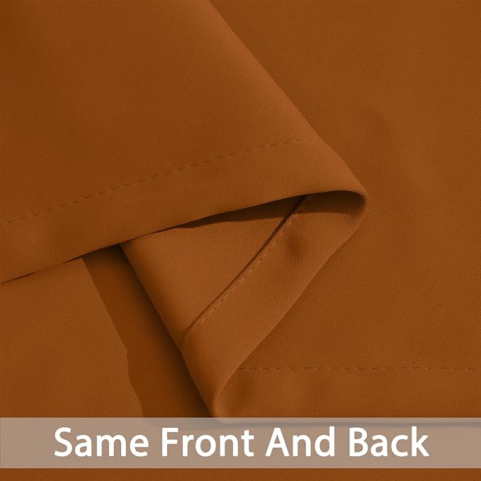Yakamok Burnt Orange Blackout Curtains with Grommet Orange Room Darkening Thermal Insulated Curtain Set of 2 Drapes for Bedroom Living Room, 52W x 96L,2 Panels