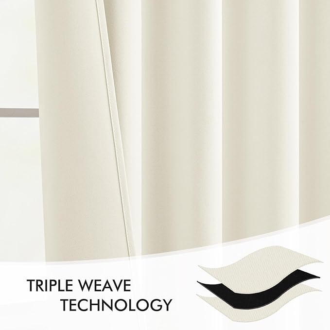 MIULEE Cream Back Tab Blackout Curtains 102 Inch Long 2 Panels Set for Bedroom, Rod Pocket/Pinch Pleated Thermal Insulated Living Room Darkening Light Blocking Floor to Ceiling Drapes