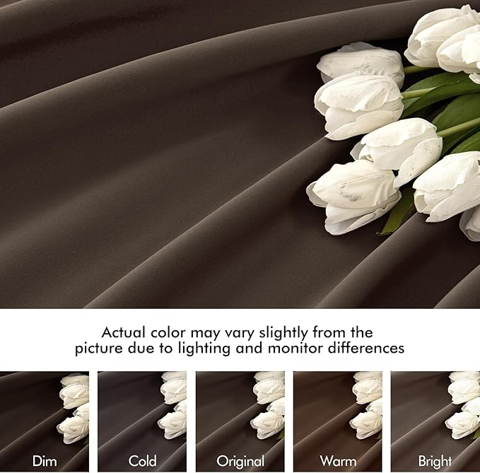MIULEE Chocolate Brown Back Tab Blackout Curtains 63 Inch Length 2 Panels Set for Living Room Bedroom Privacy, Rod Pocket/Pinch Pleat Thermal Insulated Room Darkening Pleated Light Blocking Drapes