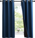 NICETOWN Moroccan Blue Full Shade Curtain Panels, 37" Wide x 70" Long, Pair of Thermal Insulated & Energy Efficiency Blackout Curtains for Living Room Windows, Lined Silky Performance Window Dressing