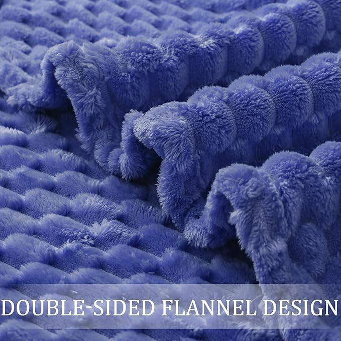 Exclusivo Mezcla Fleece Queen Blanket for Bed, Extra Large Fuzzy Cobalt Blue Bed Blankets, Soft Cozy Plush Sofa Throws for All Seasons, 90x90 Inches