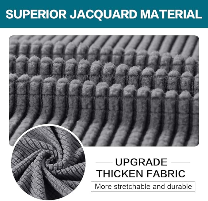 Turquoize 3 Piece Sofa Covers for 2 Cushion Couch Sofa Slipcover Soft Couch Cover for Dogs-Washable Sofa Furniture Covers with 2 Individual Cushion Covers, Thick Jacquard Fabric (Loveseat, Gray)