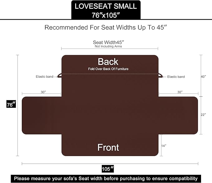 U-NICE HOME Loveseat Sofa Cover Reversible Couch Covers for 2 Cushion Couch for Dogs Furniture Protector Cover with Elastic Straps Water Resistant(Loveseat Small, Orange/Taupe)