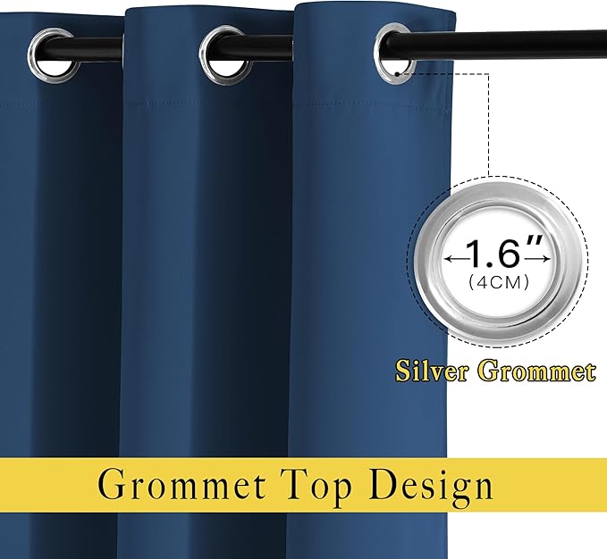 NICETOWN 45 inches Bedroom Curtains Panels - Functional Blackout Curtains/Panels for Bedroom, Thermal Insulated, Privacy Assured (2 Pieces, 52 x 45 inches in Moroccan Blue)