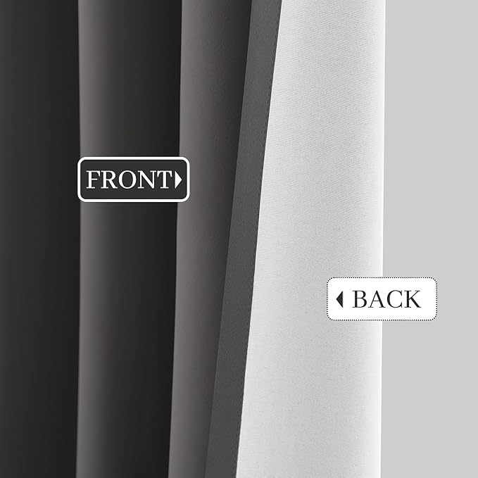 Yakamok Dove Grey 100% Blackout Curtains Grommet Window Treatments with 2 Thick Layers-Light Gray Room Darkening Thermal Insulated Drapes Set of 2 for Bedroom Living Room 52 Inches by 96 Inches length