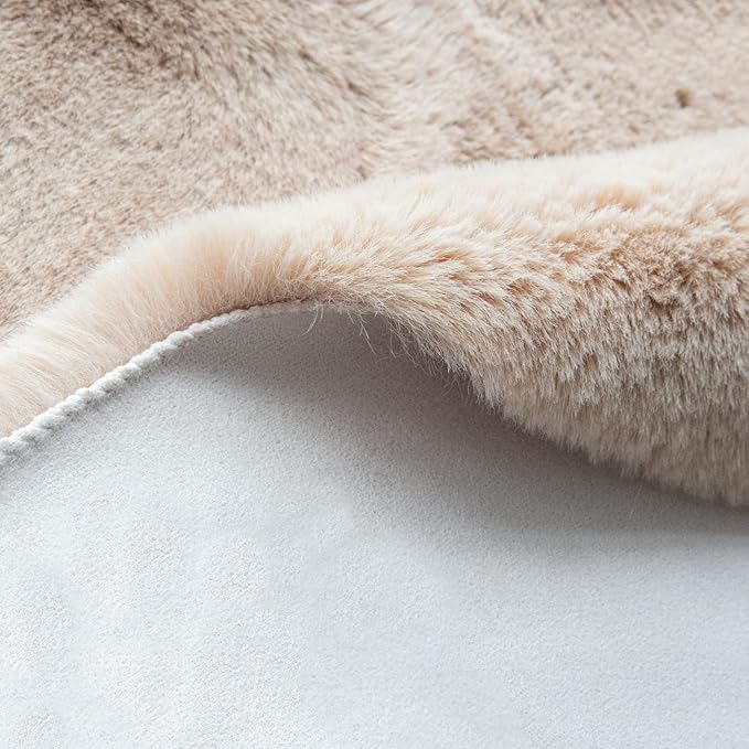 ORINOVA Shag Polyester Bunny Washable Fluffy Rug Runners for Hallways Camel Plush Area Rugs for Living Room Bedroom Sheepskin Rug 2x6 Shaped Nursery Rugs