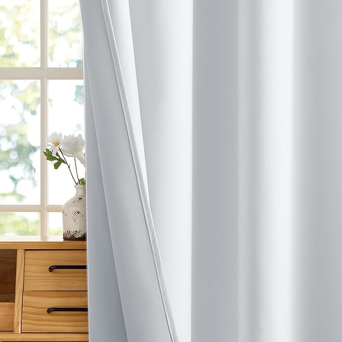 RYB HOME White 100% Blackout Curtains, Short Thermal Insulated Heat & UV Blocking Total Room Darkening Privacy Drapes for Small Window, Width 52 by Length 36, White, 2 Panels