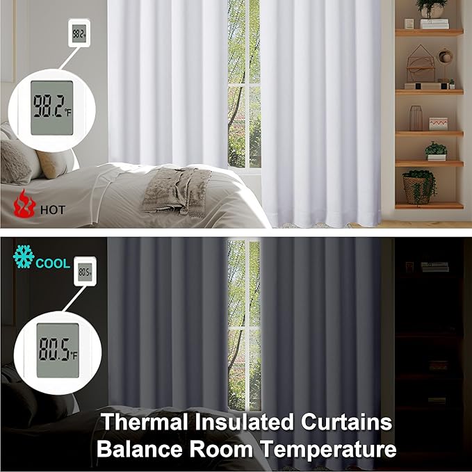 Simplebrand Ava Pure White Long 10ft Curtains for Patio 120 Inches Long 2 Panels Set, Solid Light Filtering Rod Pocket Window Treatment Curtains Room Darkening Drapes, 50" W x 120" L