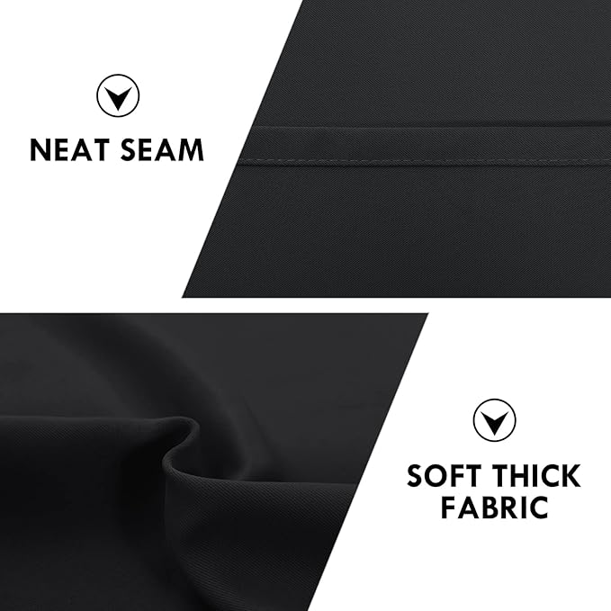 DWCN Short Black Blackout Curtains for Half Window - Room Darkening Thermal Insulated Kitchen and Bedroom Curtains 60x36 inches Long, Set of 2 Window Curtain Panels