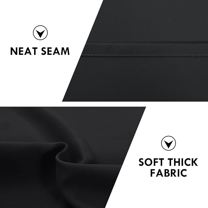 DWCN Black Short Blackout Curtains for Small Window, Thermal Insulated Energy Saving Room Darkening Curtains for Kitchen/Bedroom (W42 x L36 inch, Set of 2 Panels, Top of Rod Pocket)